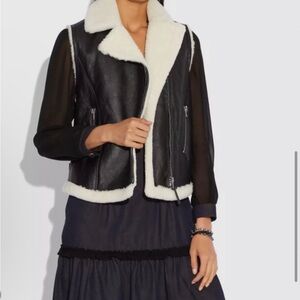 Coach Shearling Moto Vest - New with Tags